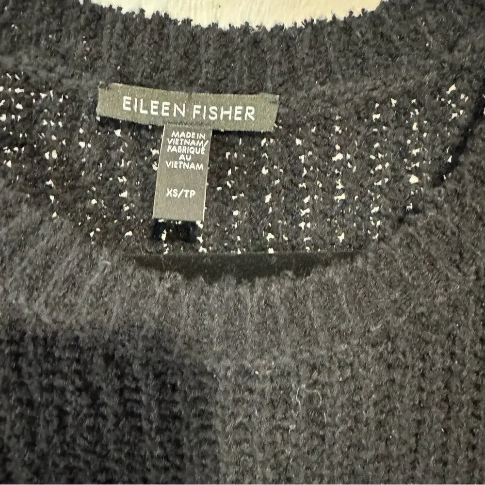 Revolve Eileen Fisher Cotton Cashmere Fluff Black Sleeveless Ribbed Tank Top XS